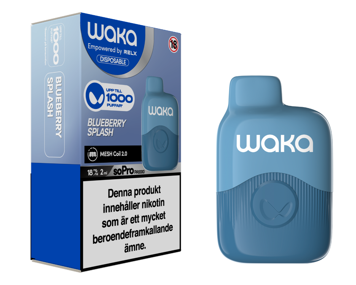 WAKA SoPro PA1000 Blueberry Splash engångsvape 1000 puffar med blåbär