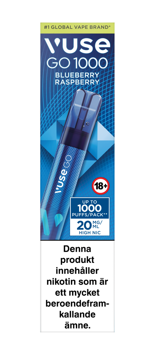 Vuse Go 1000 - Blueberry Raspberry - Engångs Vape 20mg