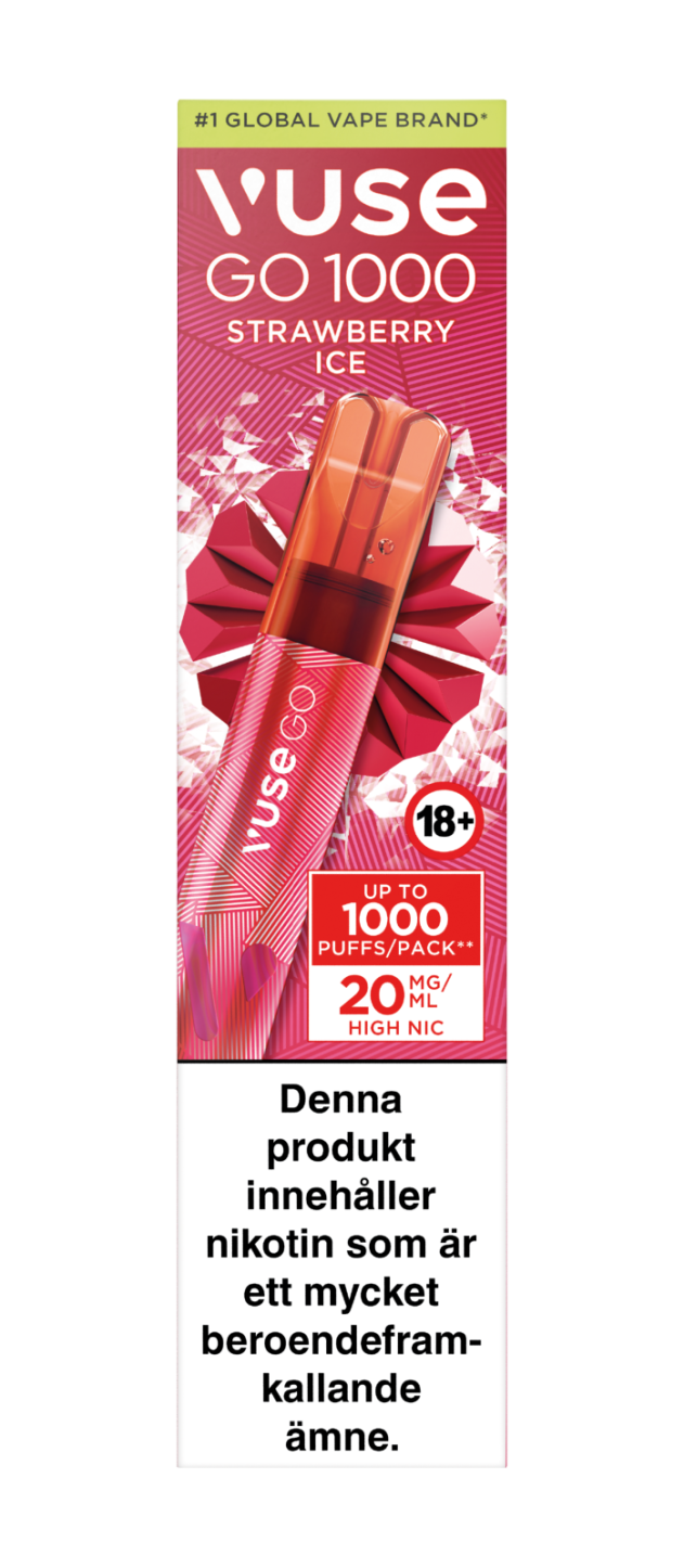Vuse Go 1000 - Strawberry Ice - Engångs Vape 20mg