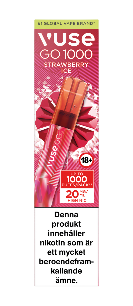 Vuse Go 1000 - Strawberry Ice - Engångs Vape 20mg