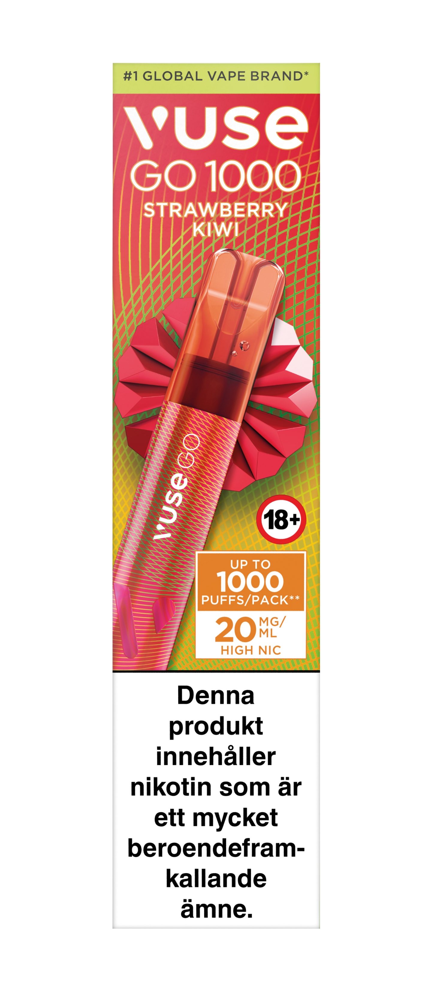 Vuse Go 1000 - Strawberry Kiwi - Engångs Vape 20mg