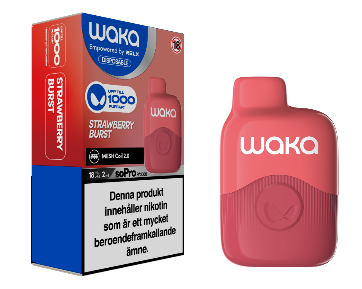 WAKA SoPro PA1000 Strawberry Burst engångsvape 1000 puffar med jordgubbar