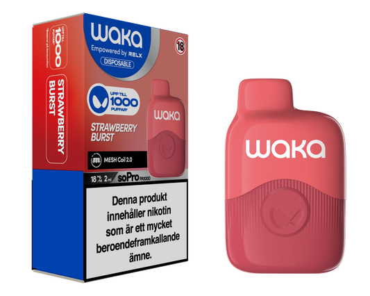 WAKA SoPro PA1000 Strawberry Burst engångsvape 1000 puffar med jordgubbar