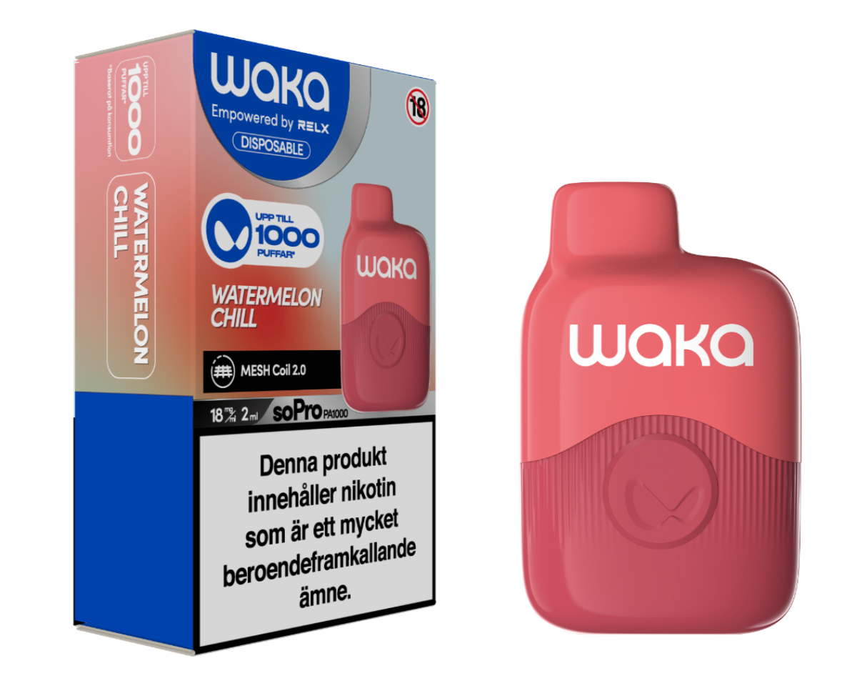 WAKA SoPro PA1000 Watermelon Chill engångsvape 1000 puffar med vattenmelon och mint