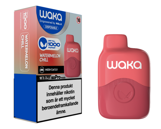 WAKA SoPro PA1000 Watermelon Chill engångsvape 1000 puffar med vattenmelon och mint